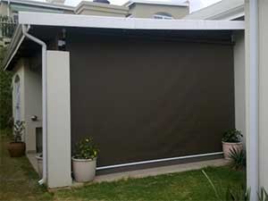 Bronze transparent roller blind from outside